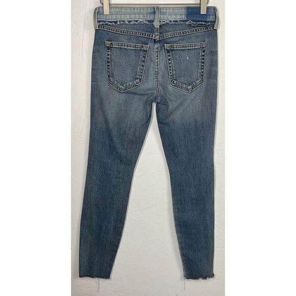 AMO Blue Twist Two Tone Rise & Shine Split Hem Skinny Jeans 25 - Picture 6 of 8